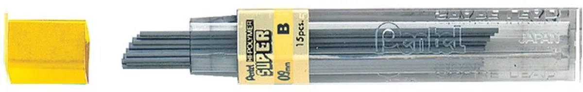 Vulpotlood vulling - 0,9 mm - B - 12 stuks från Pentel i Zwart B – produktbild