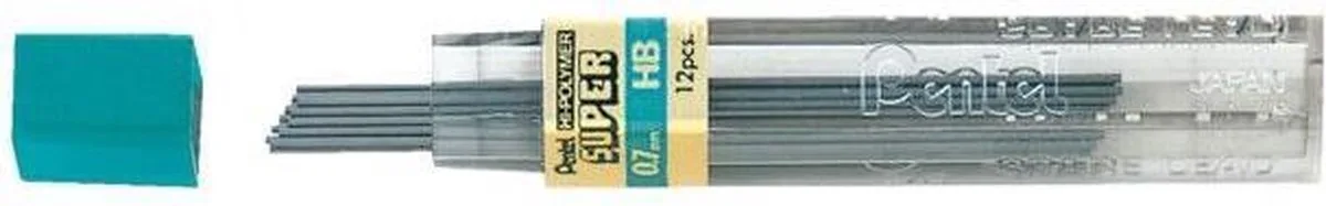 Vulpotlood Vulling - Potloodstift 0,7 mm - HB - buisje à 12 stiften fra Pentel i Sort – produktbillede
