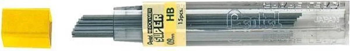 Vulpotlood Vulling - Potloodstift 0,9 mm - HB - buisje à 12 stiften de Pentel en Noir – photo produit