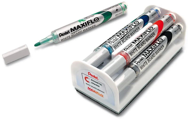 Whiteboard-Marker Set MAXIFLO MWL5S, mit Schwamm von Pentel – Produktfoto