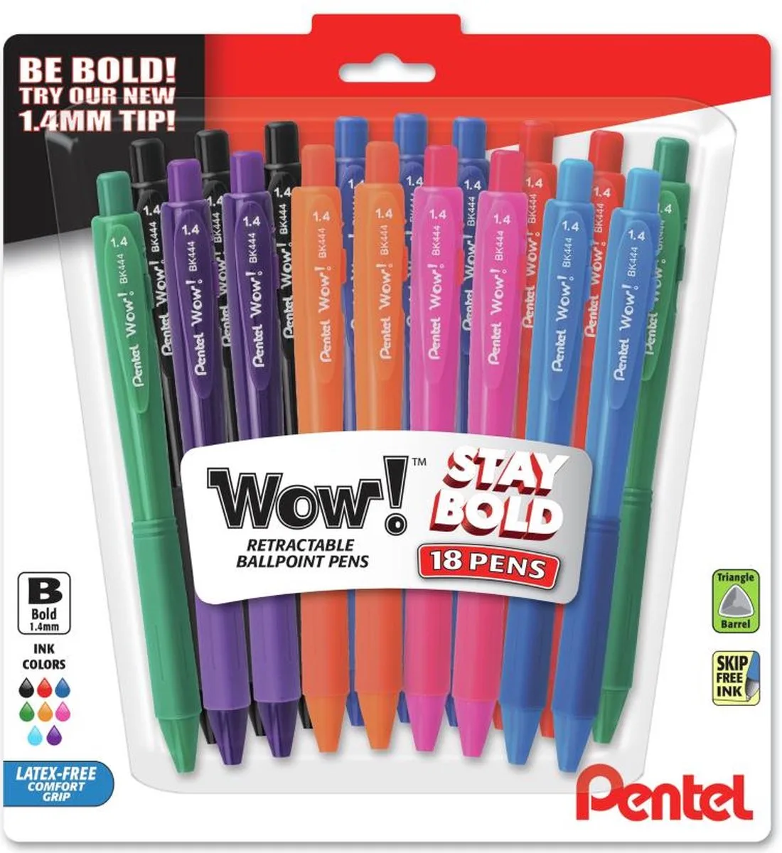 WOW - Ballpennen met clickfunctie - 18 stuks von Pentel in WoW Assorti – Produktfoto