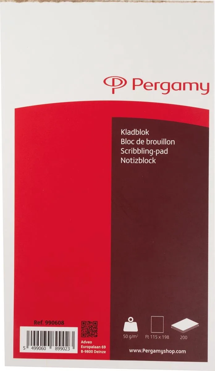 Kladblok - 200 vel - 115x198mm - 990608 fra Pergamy i Flerfarvet – produktbillede
