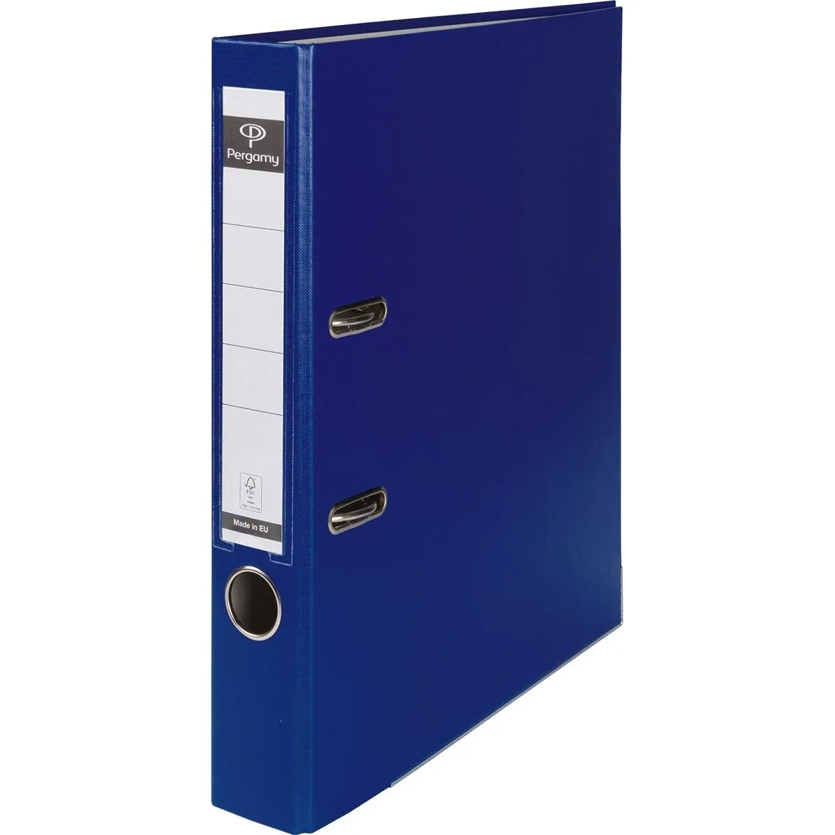 ordner, voor ft A4, uit PP en papier, met beschermrand, rug van 5 cm, donkerblauw fra Pergamy – produktbillede