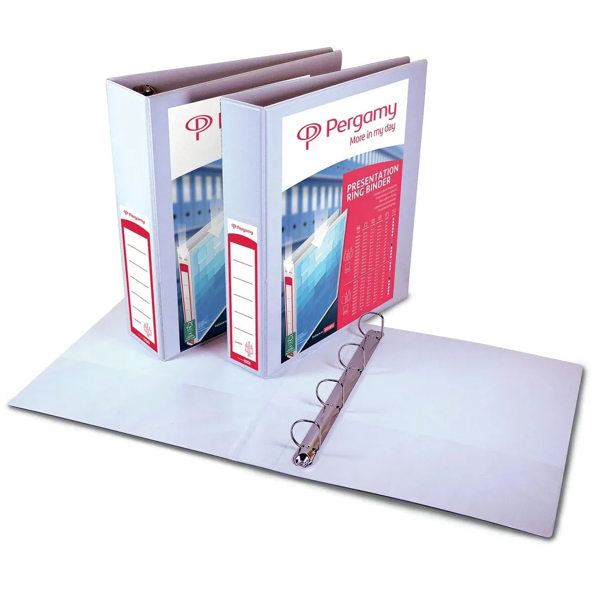 personaliseerbare ringmap, ft A4, 2 pochettes, 2 insteektassen, 4 D-ringen van 60 mm, wit de Pergamy – photo produit