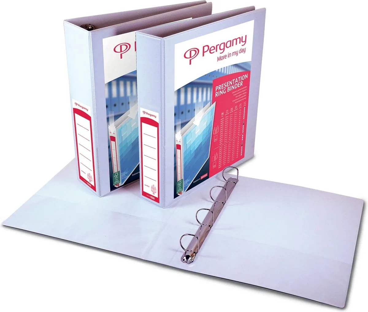personaliseerbare ringmap, ft A4, 4 D-ringen van 25 mm de Pergamy en Blanc – photo produit