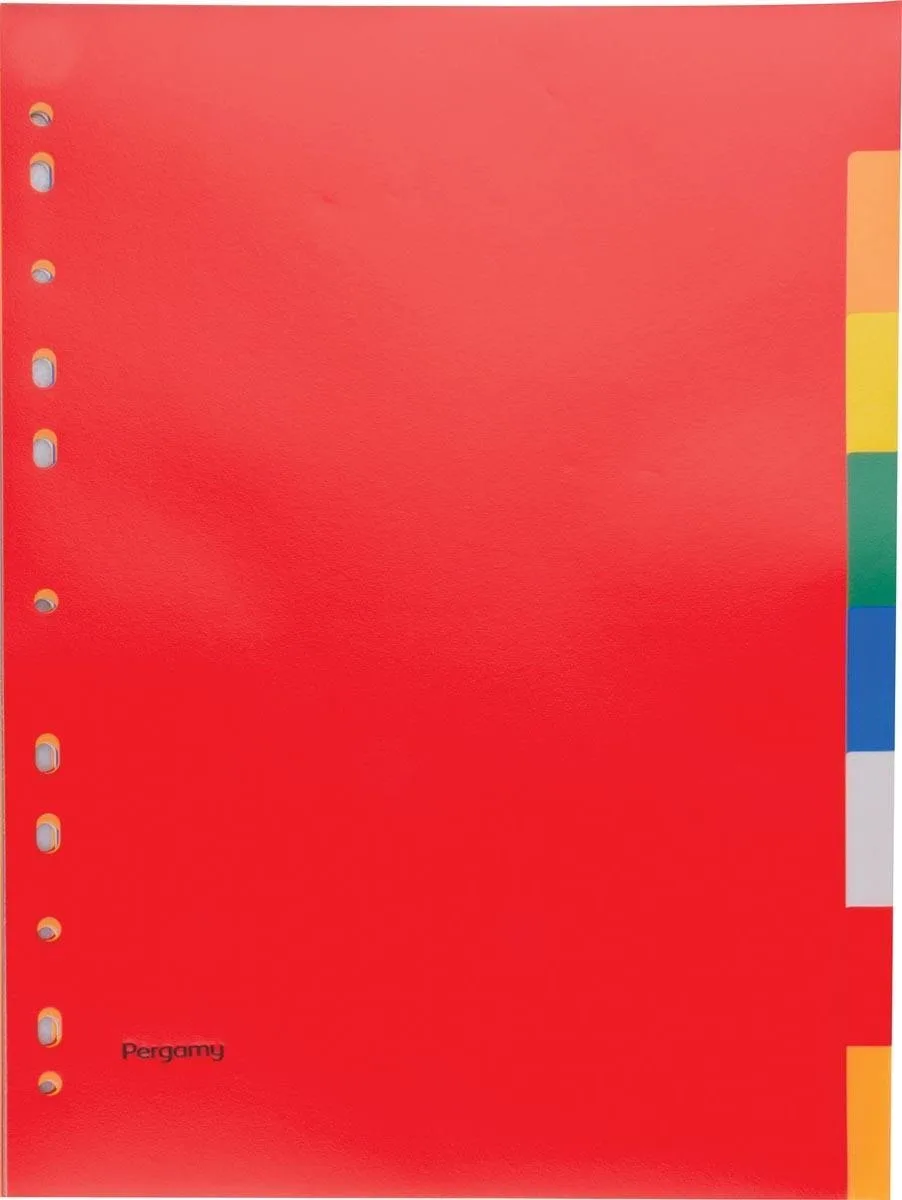 tabbladen, ft A4, 11-gaatsperforatie, PP, 8 tabs in geassorteerde kleuren de Pergamy en Transparent – photo produit