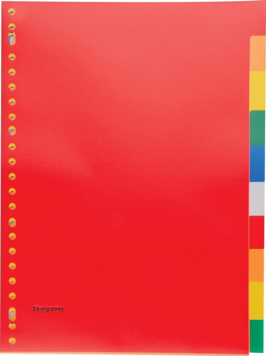 tabbladen, ft A4, 23-gaatsperforatie, PP, 10 tabs in geassorteerde kleuren de Pergamy en Transparent – photo produit