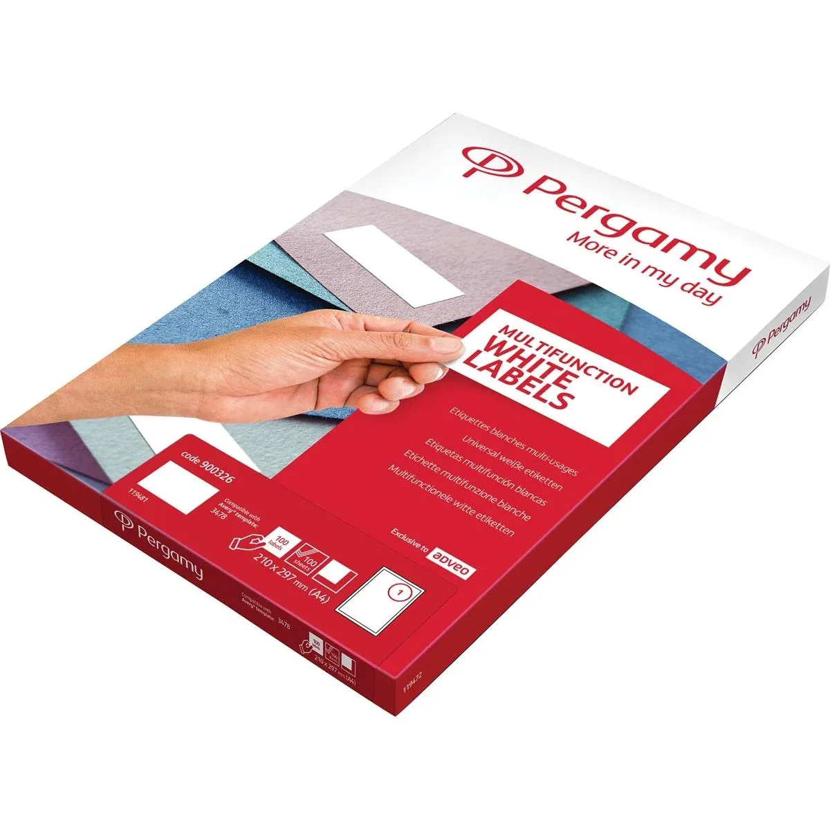 witte etiketten, ft 105 x 37 , rechte hoeken, pak van 8000 etiketten från Pergamy – produktbild