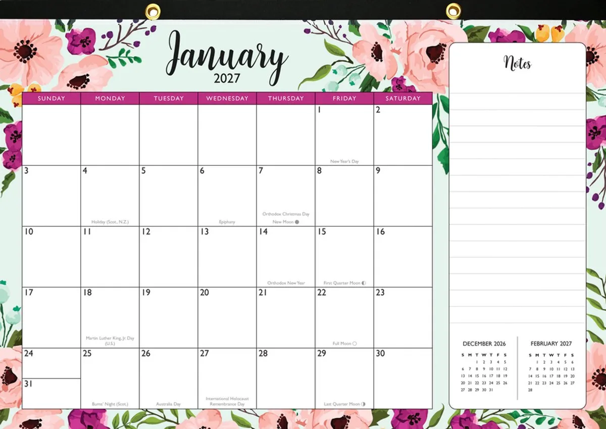 2027 Floral Desk Pad and Wall Calendar (11 X 17) - (12-Month Calendar with 152 Bonus Stickers!) van Peter Pauper in Meerkleurig – productfoto