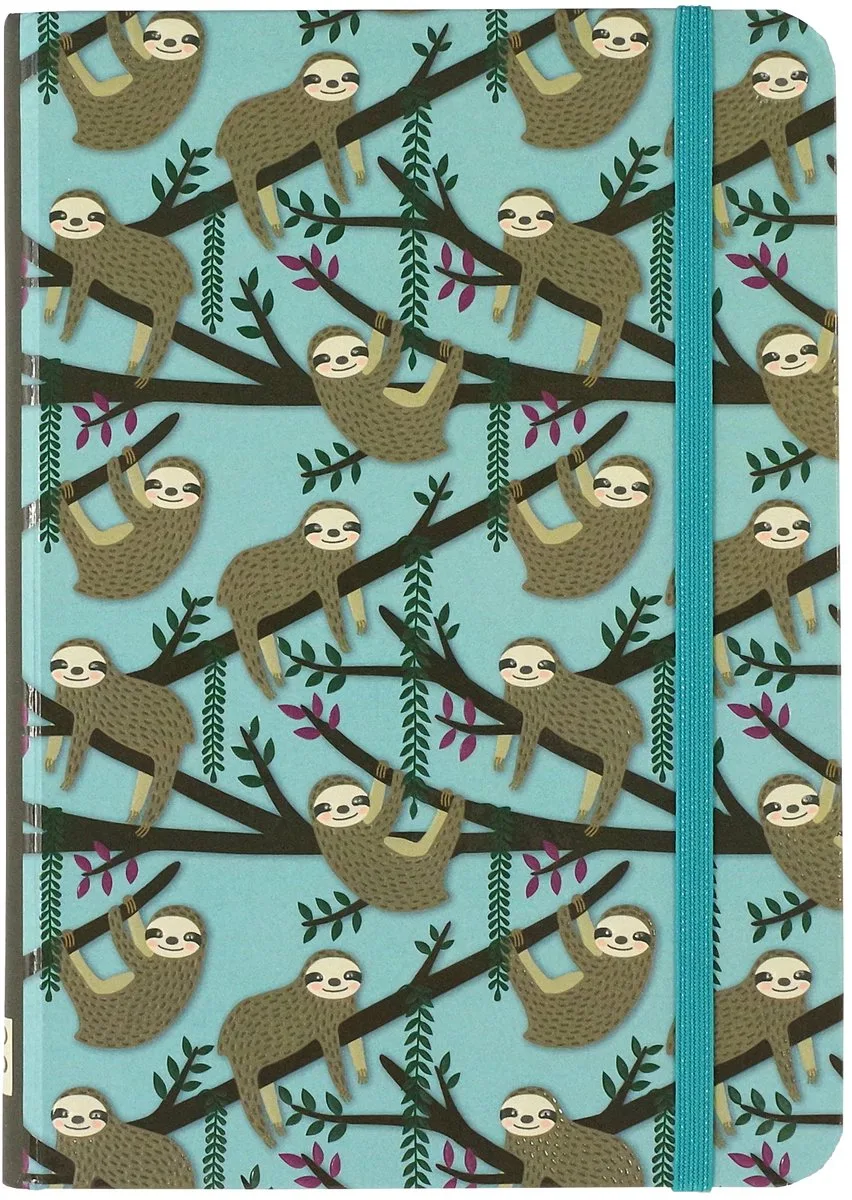 compacte notitieboek - Sloths Blue - met elastieksluiting - 13x18 cm från Peter Pauper i Flerfärgad – produktbild