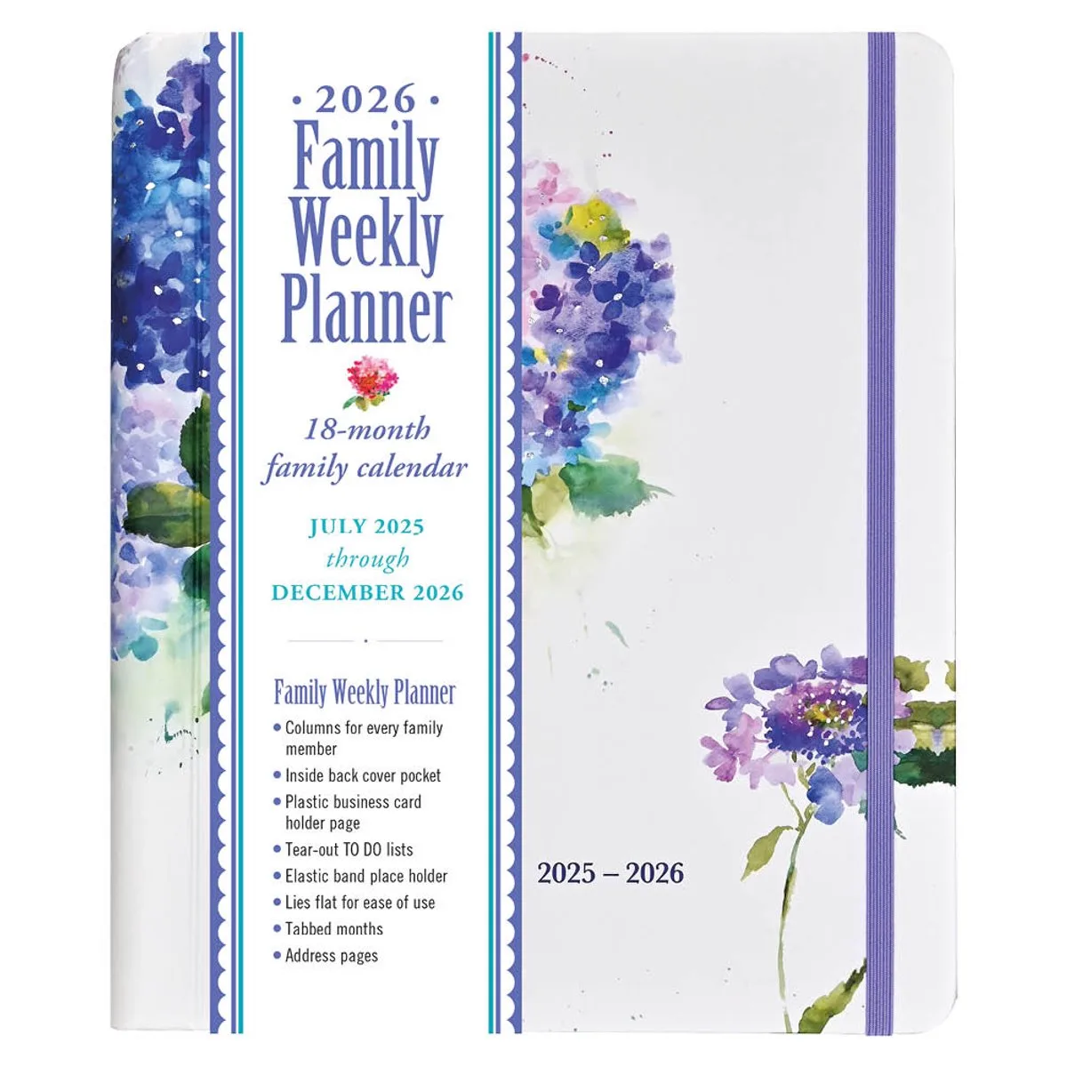 Family Weekly planner Hydrangeas (18-maanden) - 2026 by Peter Pauper in Multicolour – product photo