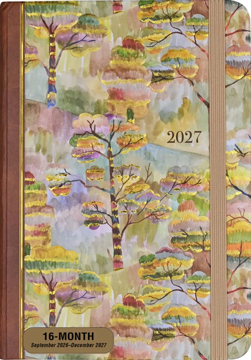 Watercolor Treescape Compact diary 16-mnds 2027 van Peter Pauper in Meerkleurig – productfoto