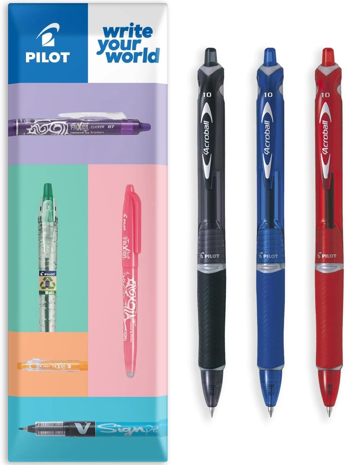 Acroball Balpen - 3 stuks - 1.0mm Medium - Gerecycled fra Pilot – produktbillede