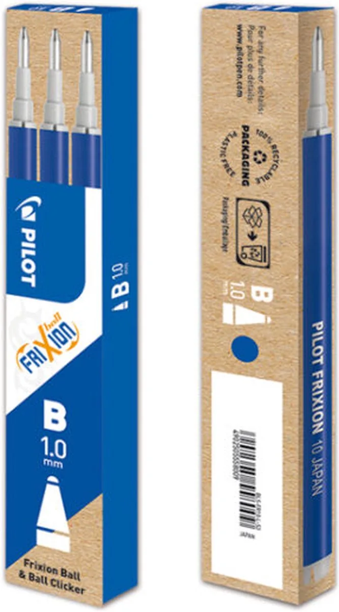 balpenvulling FriXion Ball/Clicker, etui van 3 stuks 12 stuks från Pilot i Blå – produktbild