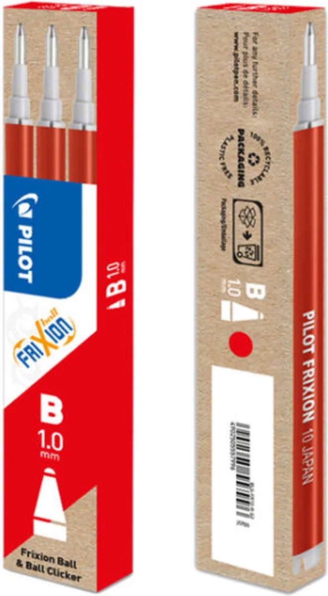 balpenvulling FriXion Ball/Clicker, etui van 3 stuks 12 stuks från Pilot i Röd – produktbild