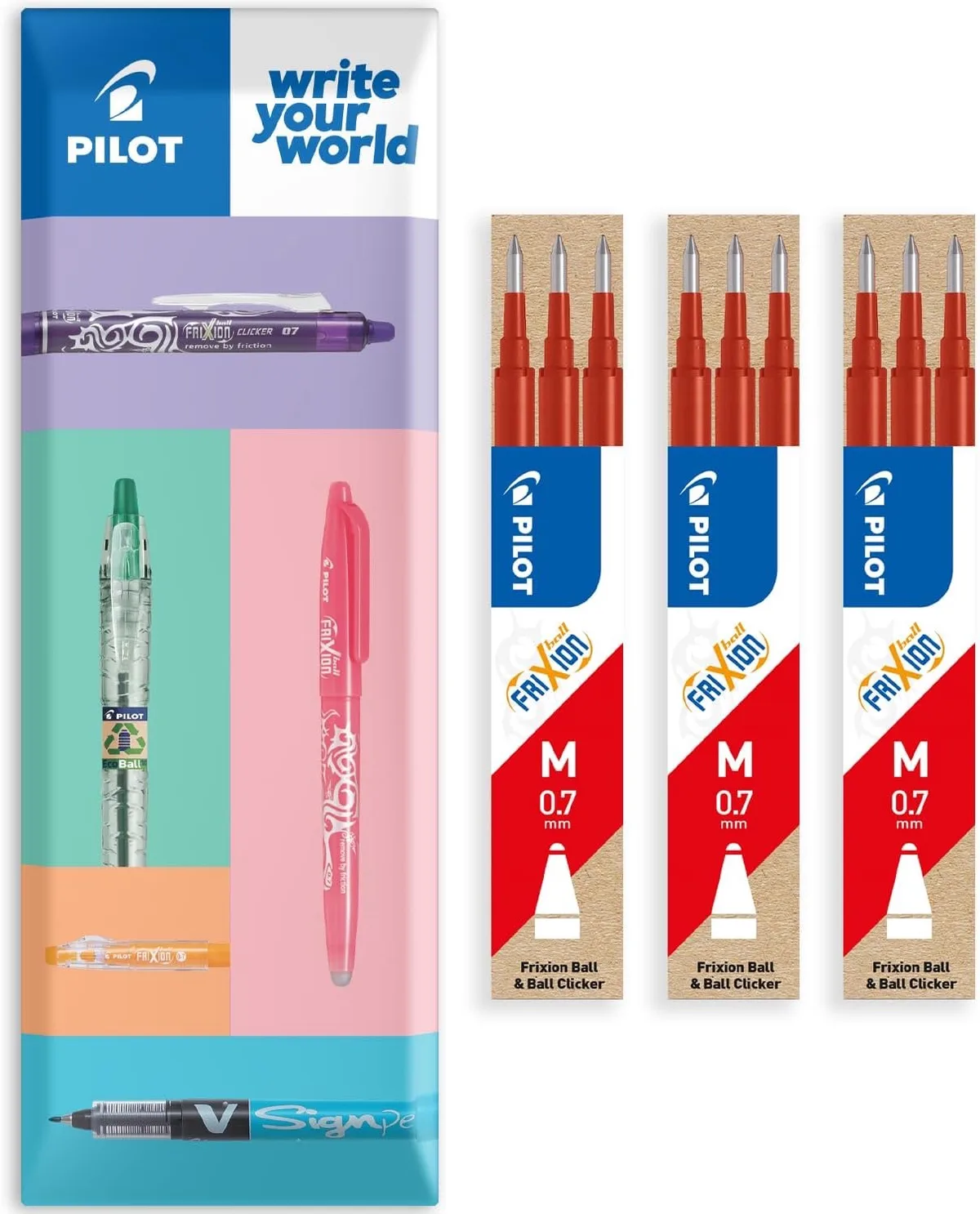 FriXion 0.7mm Pen Refills, 9 Stuks von Pilot in Rot – Produktfoto