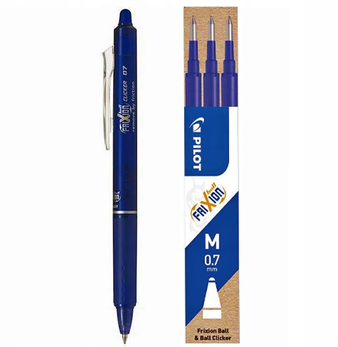 FriXion Balpen Blauw + 3x 0,7mm Navullingen fra Pilot i Lilla – produktbillede