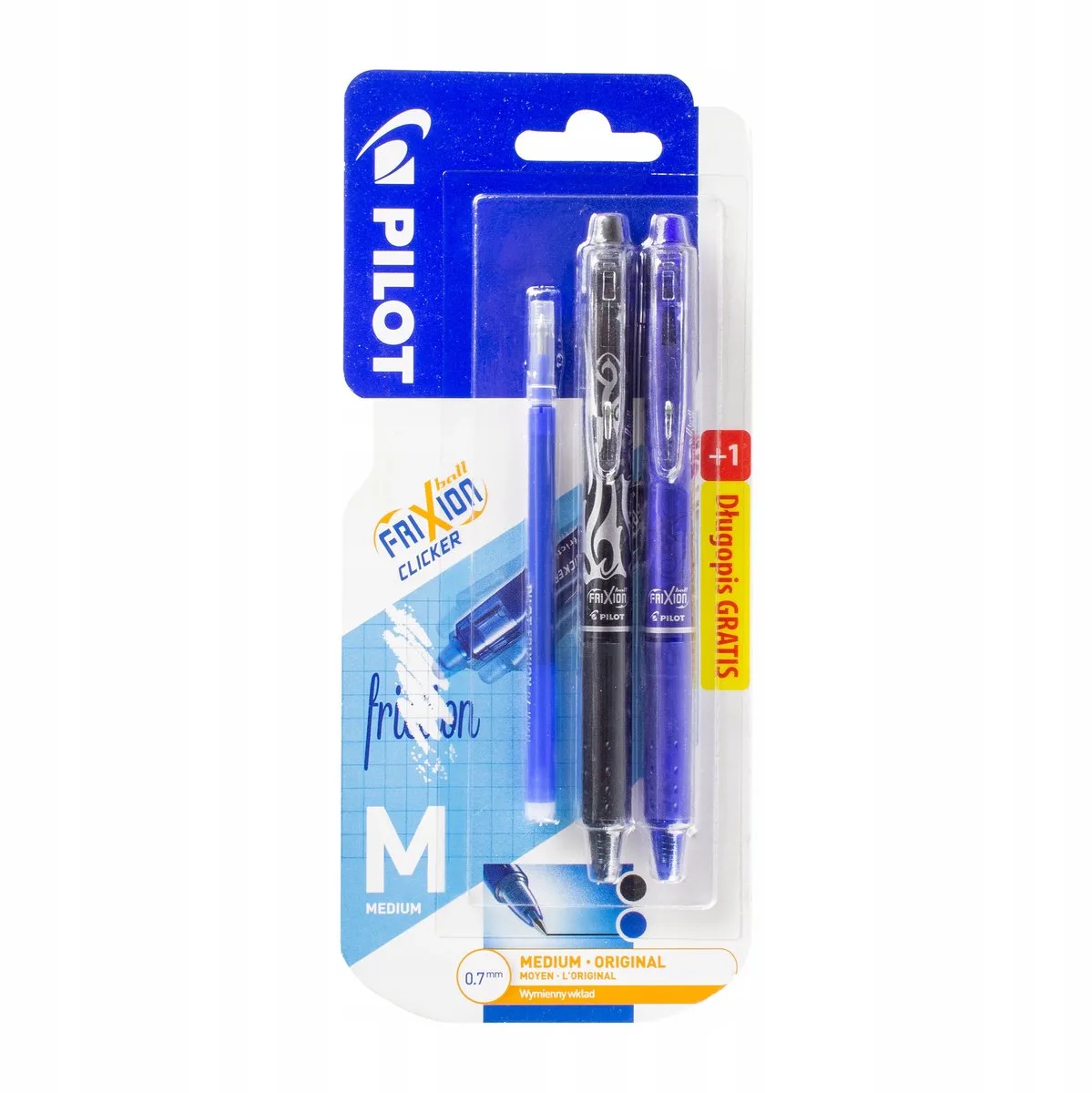 Frixion Clicker 0.7 Set: Blauw & Zwart + Blauwe Vulling van Pilot in Blauw en Zwart – productfoto