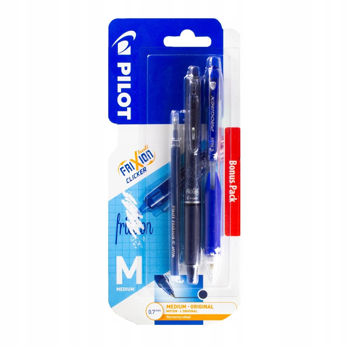 FRIXION Clickerset: Blauwe Gumme Pen, Penlood & Vulling fra Pilot i Blå – produktbillede
