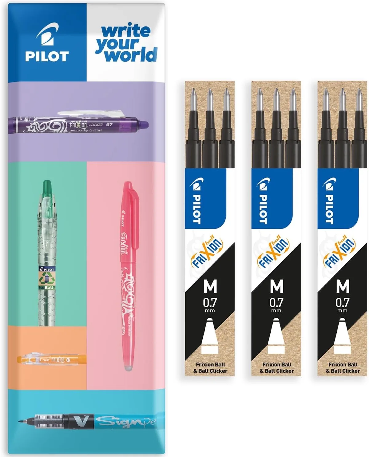 FriXion Vulling 0.7mm Medium - 9 Stuks von Pilot in Schwarz – Produktfoto