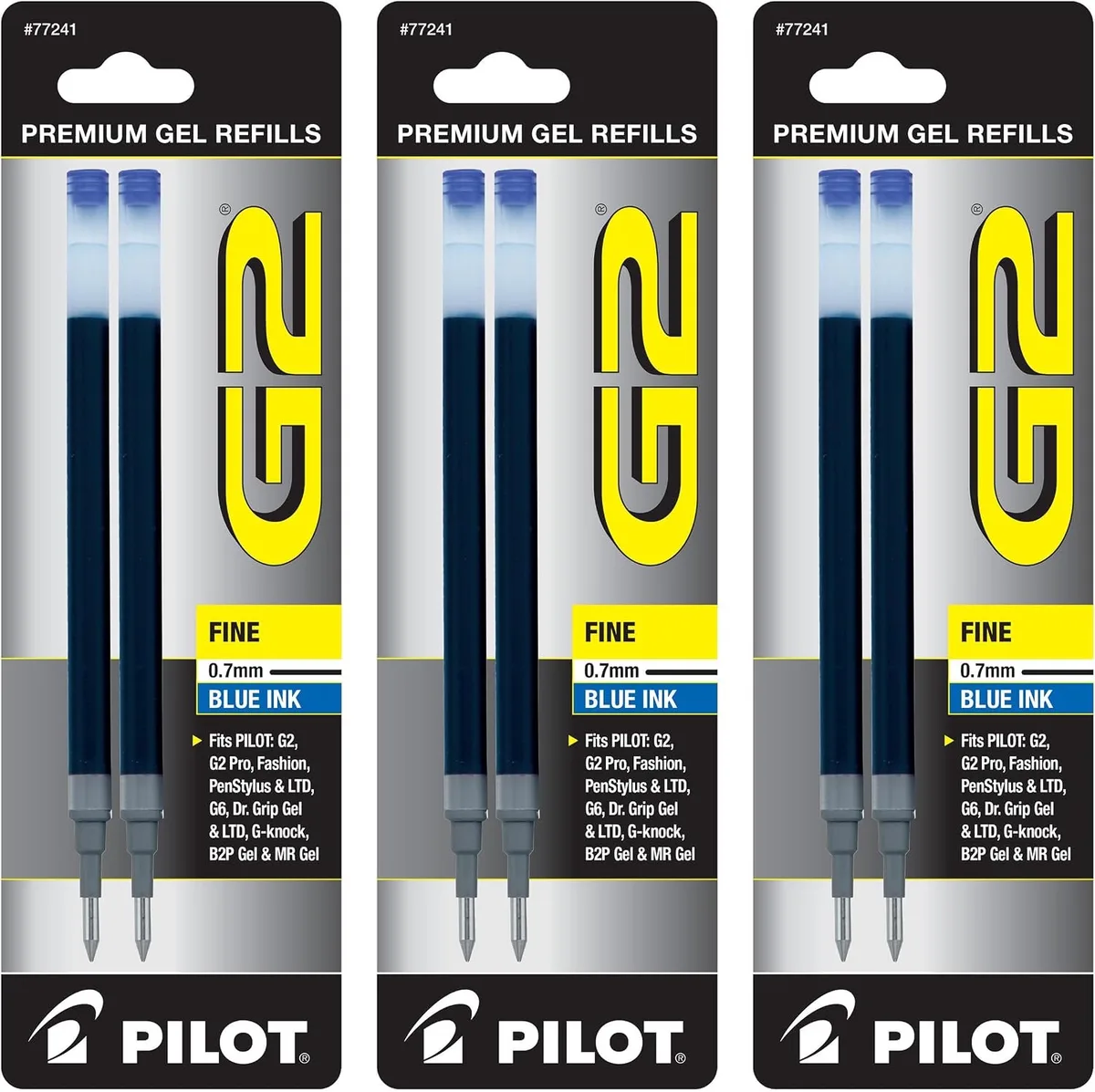 G2 Gel Pen Navullingen Fijn 0.7mm - 6 Stuks fra Pilot i Blå – produktbillede