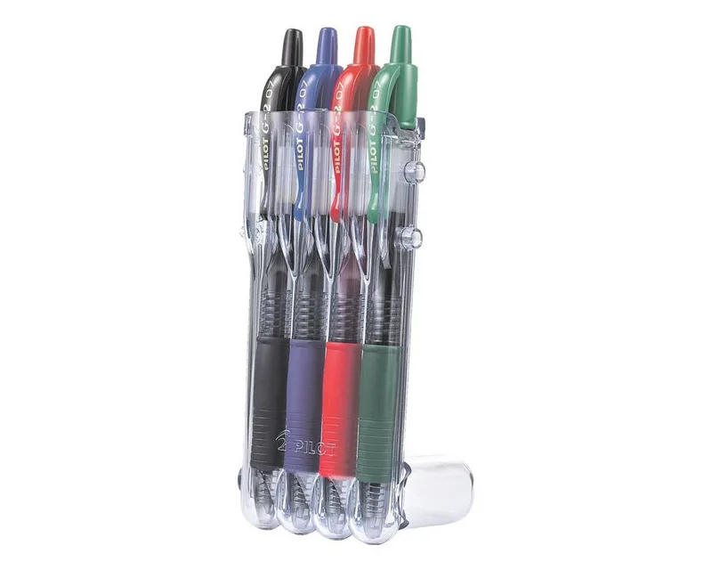 Gelschreiber G2-7 Set2Go, (4-tlg), mit Edelstahlspitze, Druckmechanik und Clip de Pilot en Bleu, Multicolore, Vert, Rouge, Noir – photo produit