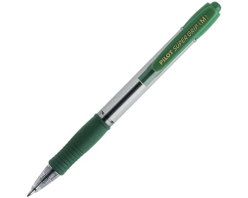 Kugelschreiber Super Grip M, Strichstärke 0,4 mm, mit Druckmechanik by Pilot in Green – product photo