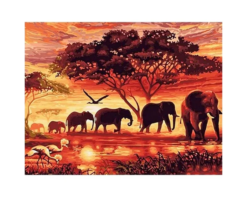Malen nach Zahlen PRACHT Diamond Painting Elefanten 50x40cm von Pilot – Produktfoto
