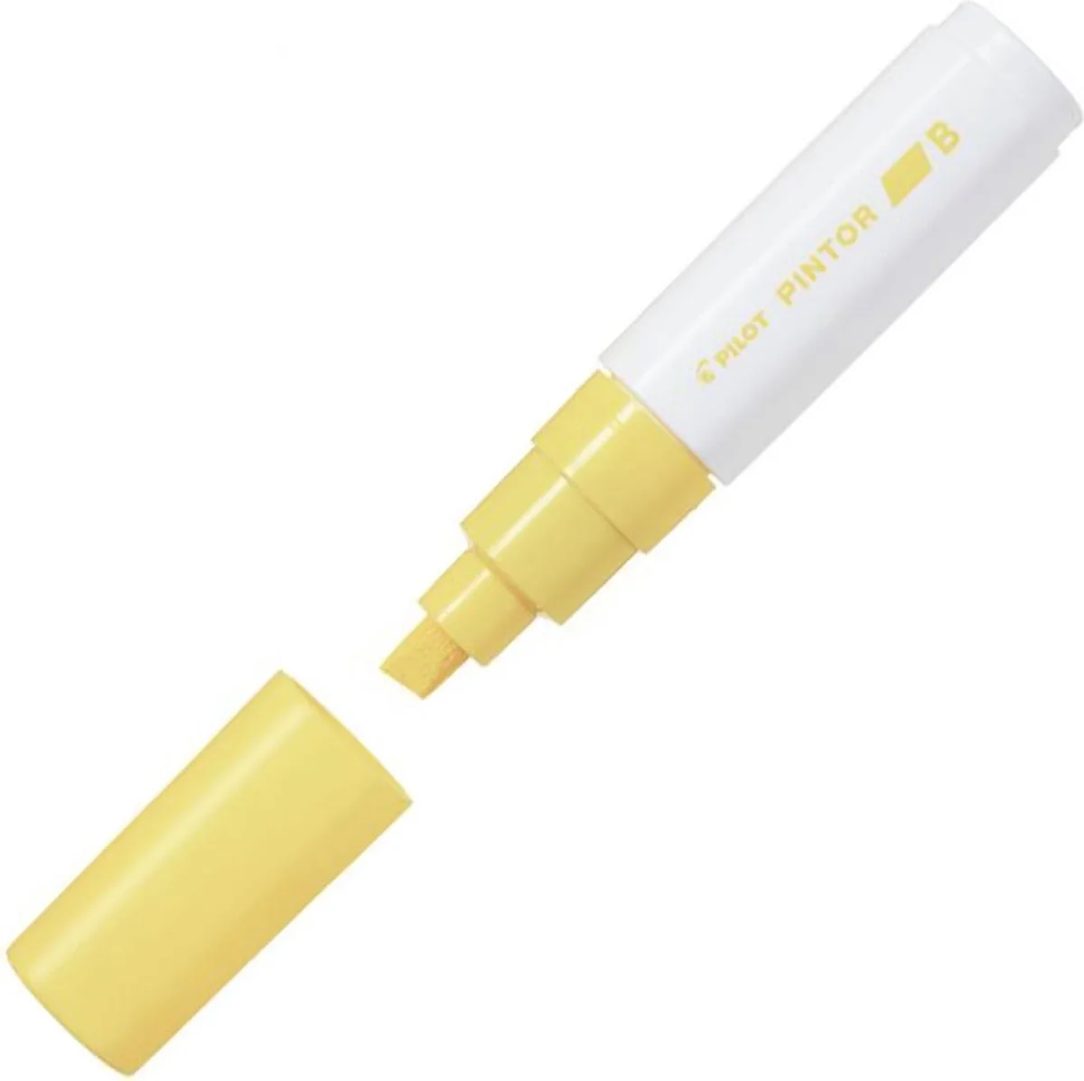 Pintor Gele Verfstift - Brede marker met 8,0mm beitelpunt - Inkt op waterbasis - Dekt op elk oppervlak, zelfs de donkerste - Teken, kleur, versier, markeer, schrijf, kalligrafeer… fra Pilot i Gul – produktbillede