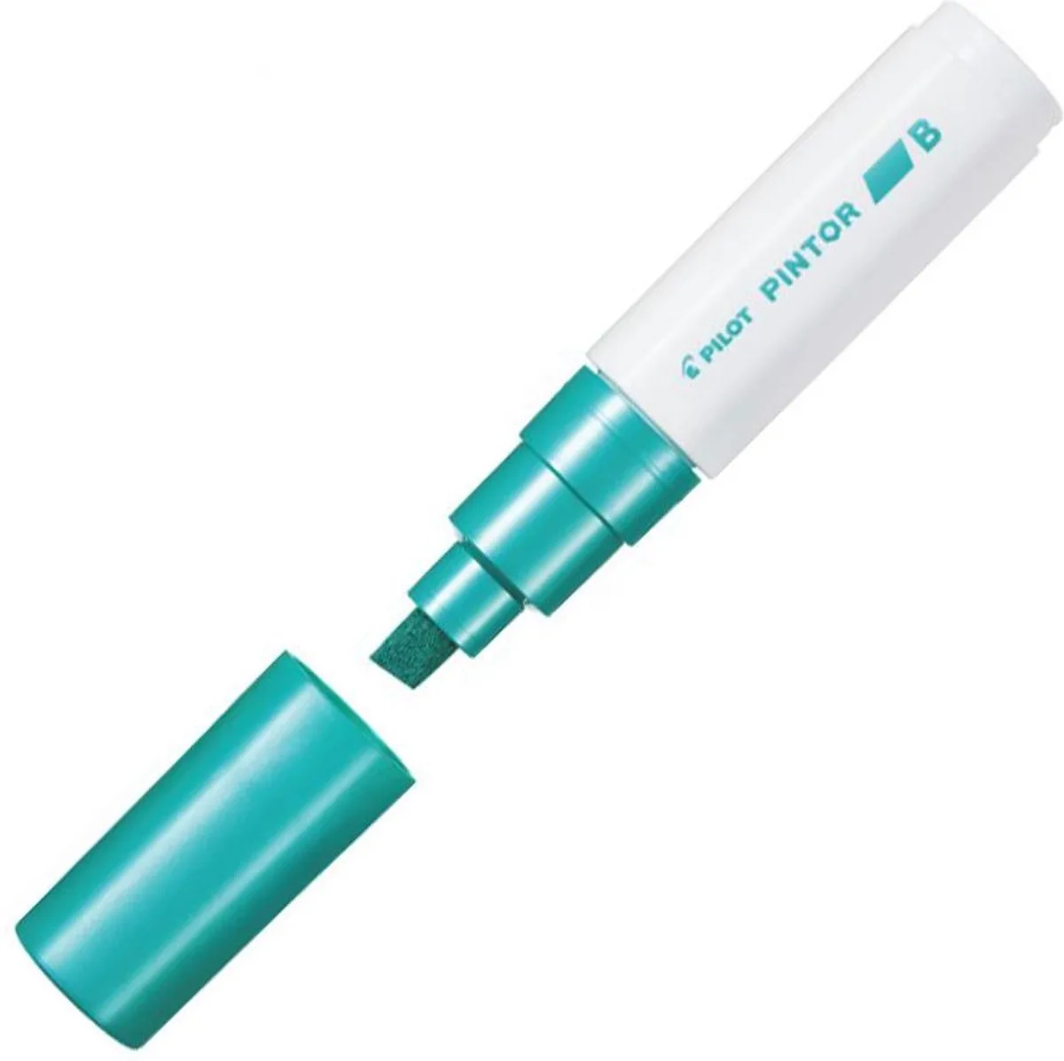 Pintor Metallic Groene Verfstift - Brede marker met 8,0mm beitelpunt - Inkt op waterbasis - Dekt op elk oppervlak, zelfs de donkerste - Teken, kleur, versier, markeer, schrijf, kalligrafeer… von Pilot in Metallic groen – Produktfoto
