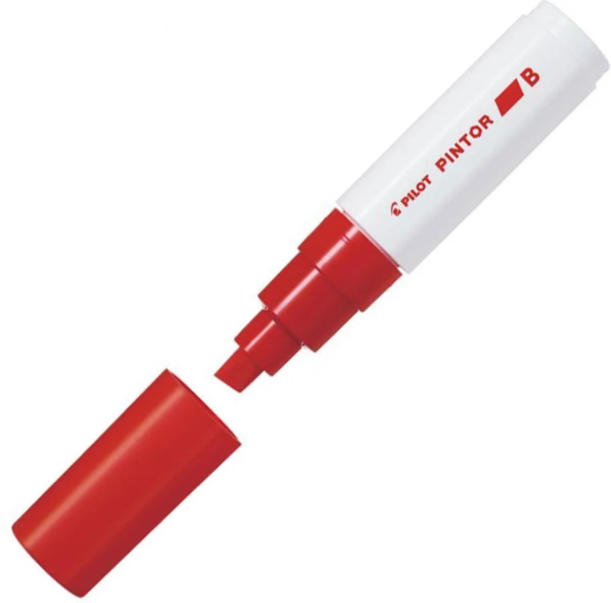 Pintor Rode Verfstift - Brede marker met 8,0mm beitelpunt - Inkt op waterbasis - Dekt op elk oppervlak, zelfs de donkerste - Teken, kleur, versier, markeer, schrijf, kalligrafeer… fra Pilot i Rød – produktbillede