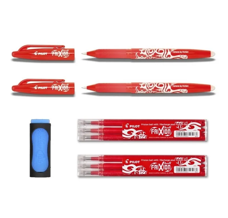 Tintenroller 2 Frixion Ball 0.7 + 6 Ersatzminen 0.7 + Radierer by Pilot in Red – product photo