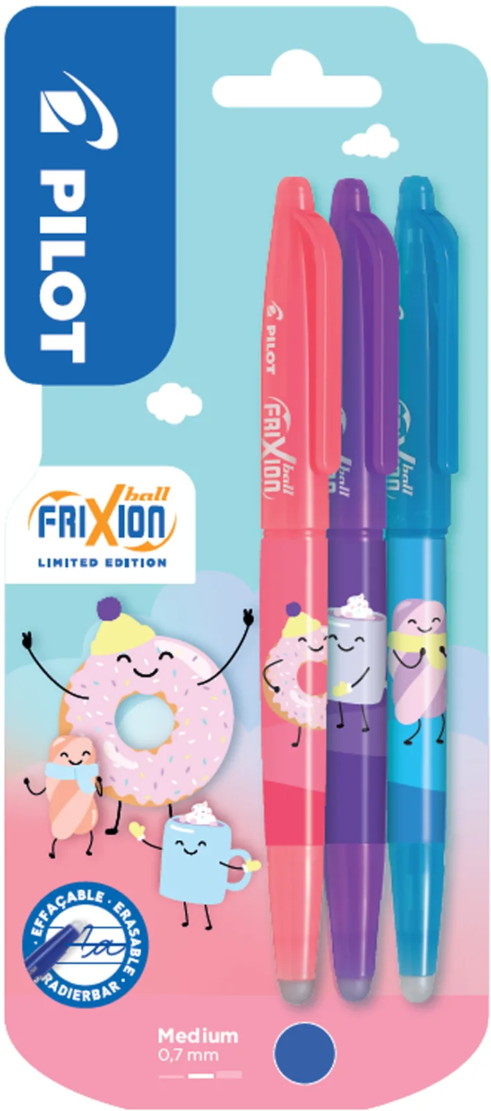 Tintenroller FRIXION BALL 07 Fancy Winter, 3er Blister van Pilot – productfoto