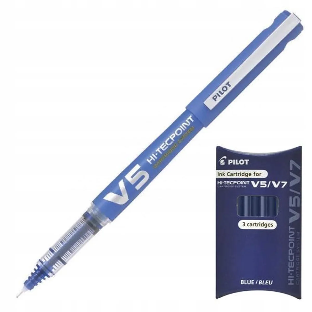 V5 Cartridge vulpen met blauwe navullingen (0,5mm) by Pilot – product photo