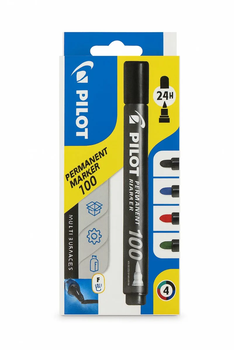 Viltstift – Ronde Punt - 1 mm – Zwart – Set van 4 de Pilot en Multicolore – photo produit