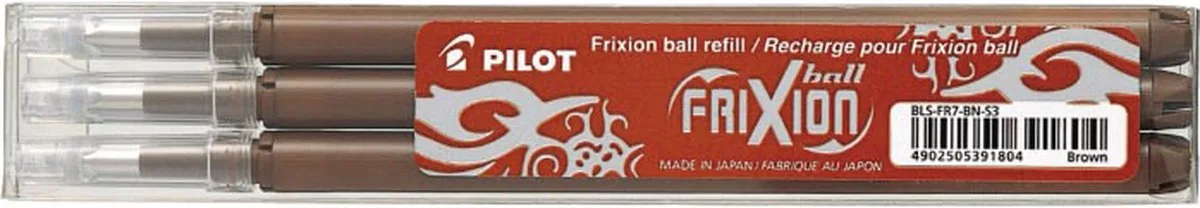 vullingen voor Frixion Ball en Frixion Ball Clicker, , etui met 3 stuks 12 stuks fra Pilot i Brun – produktbillede