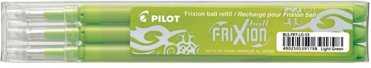 vullingen voor Frixion Ball en Frixion Ball Clicker, licht groen , etui met 3 stuks 12 stuks fra Pilot i Lysegrøn – produktbillede