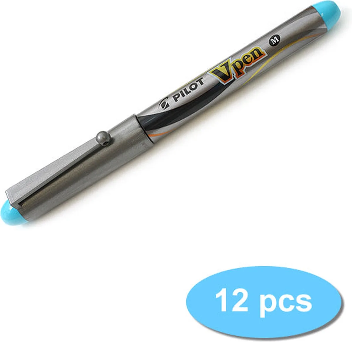 vulpen V-Pen Silver 12 stuks van Pilot in Turquoise – productfoto