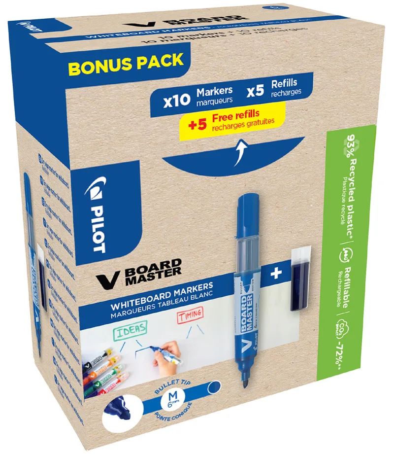 Whiteboard-Marker V BOARD MASTER, BONUS PACK, blau by Pilot – product photo