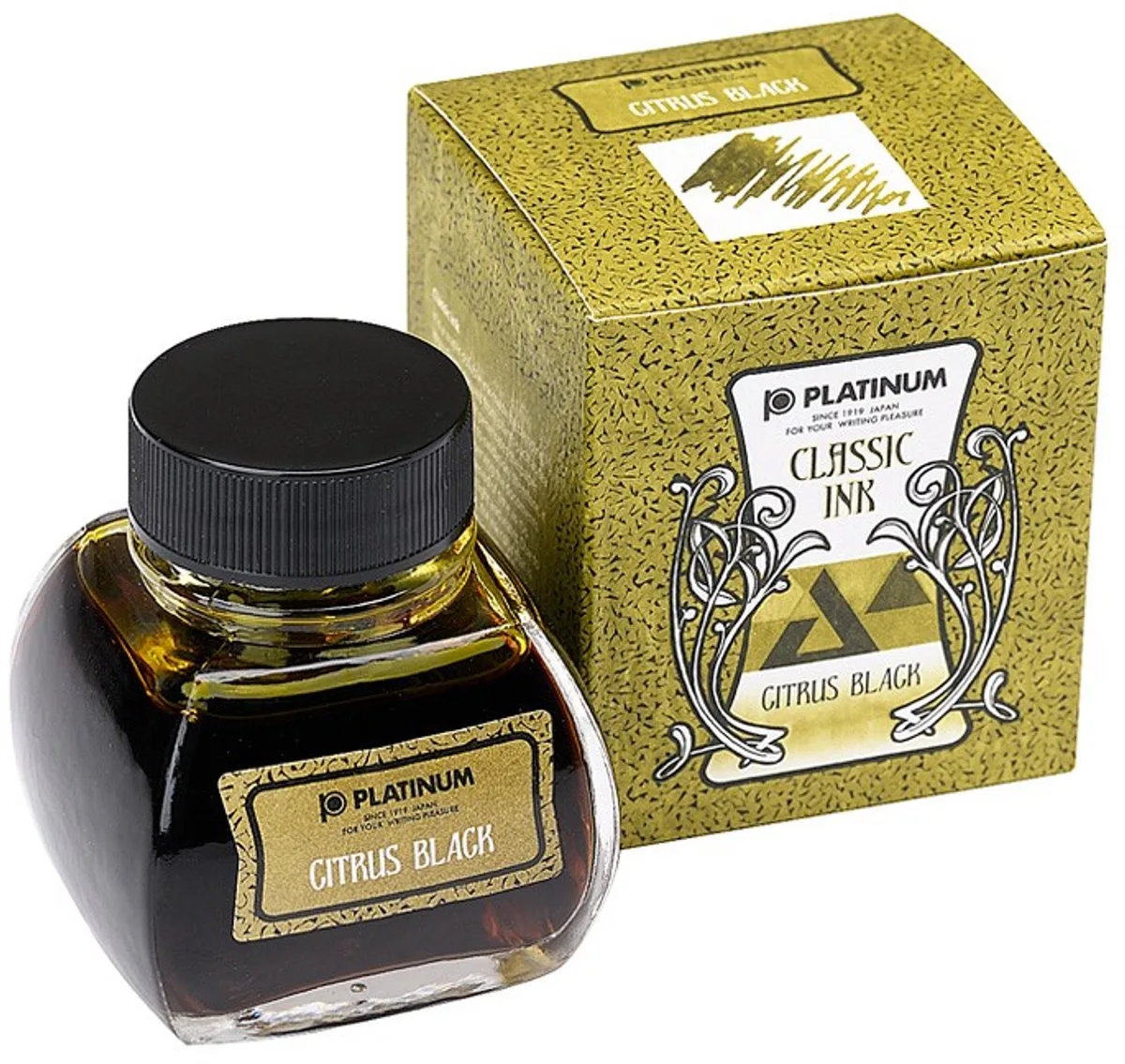 Japan - inktpotje - Vulpeninkt - potje vulpeninkt - Dyestuff 'Classic Ink' Citrus Black van Platinum in Zwart – productfoto
