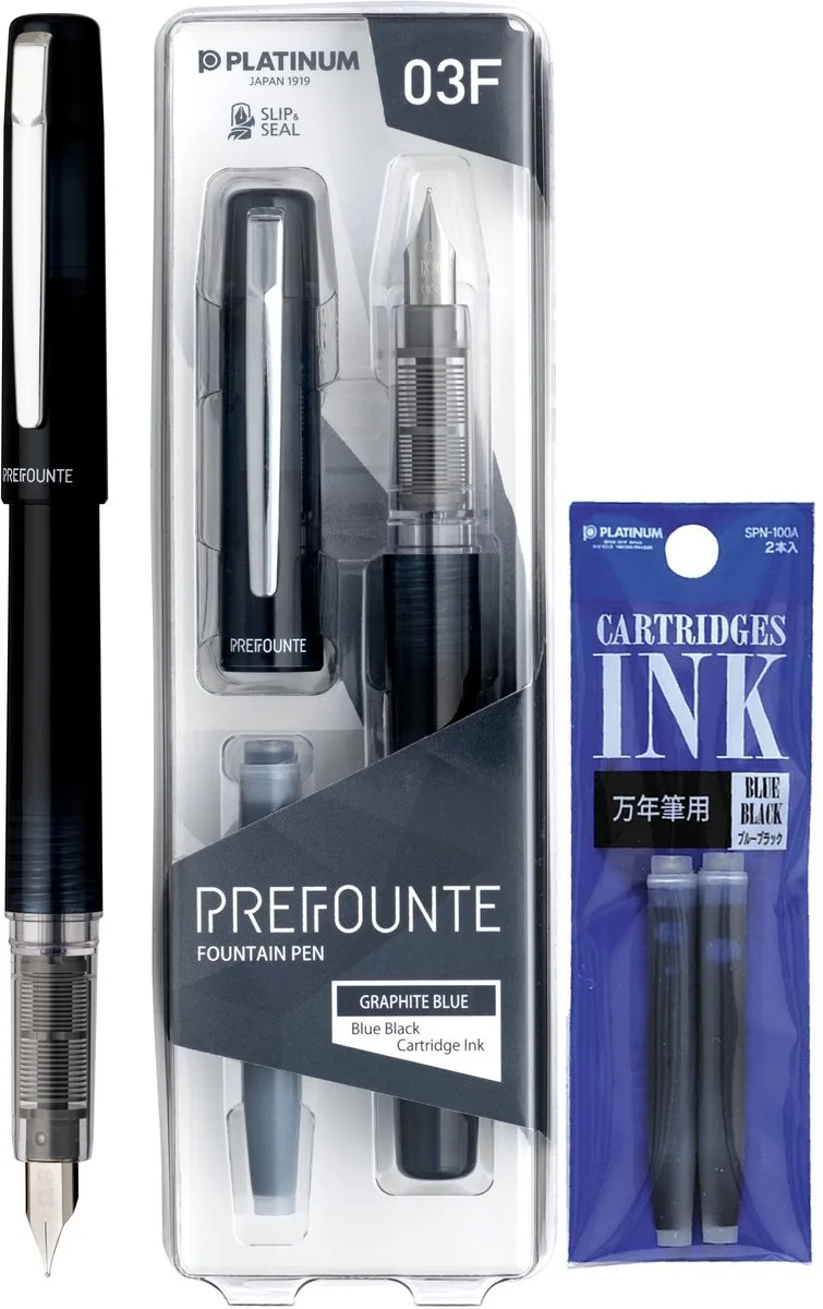 Prefounte Vulpen - Fine - Night Sea - Met vullingen Zwart van Platinum in Blauw – productfoto