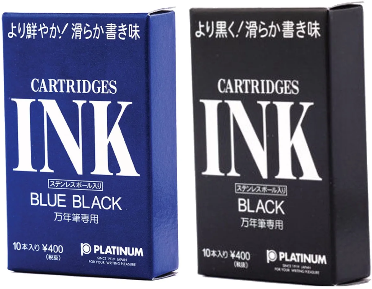 Vulpeninkt - 2 doosjes patronen - 10 patronen - Zwart 10 patronen van Platinum in Blauw – productfoto