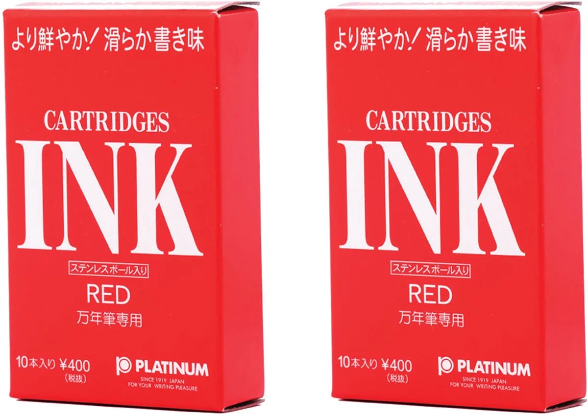 Vulpeninkt - 2 doosjes patronen - 2x 10 van Platinum in Rood – productfoto