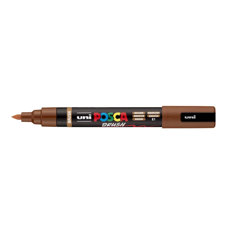 Paintmarker uni posca pc-5br brushpunt m bruin | 6 stuks by Posca – product photo
