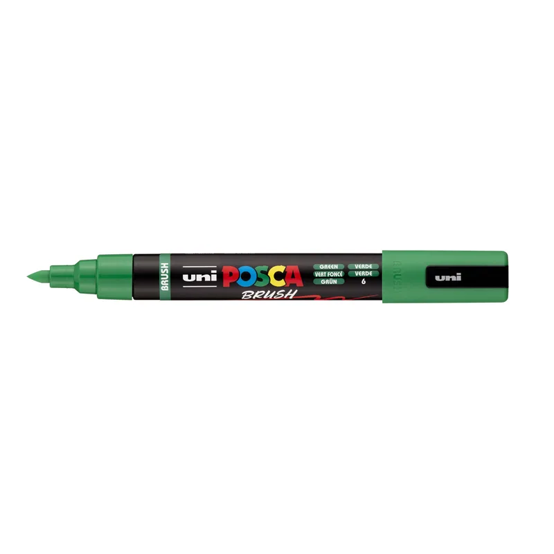 Paintmarker uni posca pc-5br brushpunt m donkergn | 6 stuks by Posca – product photo