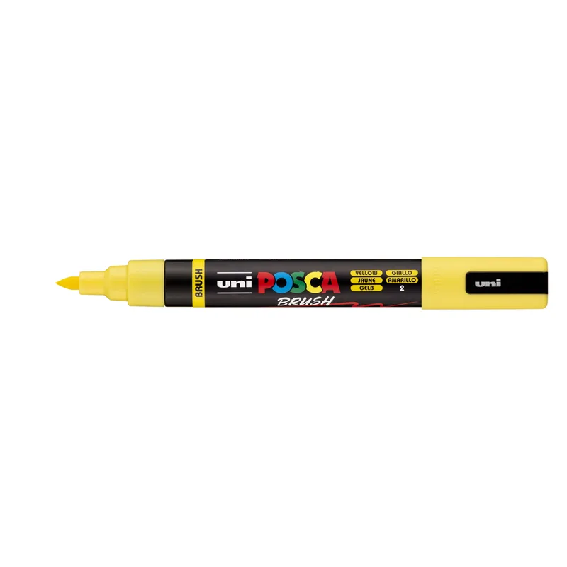 Paintmarker uni posca pc-5br brushpunt m geel | 6 stuks by Posca – product photo