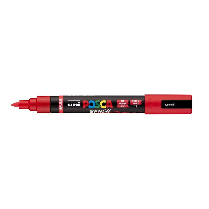 Paintmarker uni posca pc-5br brushpunt m rood | 6 stuks van Posca – productfoto