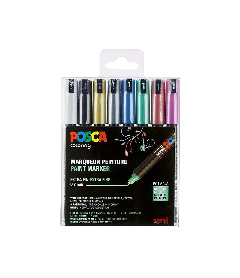 PC1MR - Extra Fine Tip Pen - Metallic Colors, 8 pc (401653) by Posca – product photo