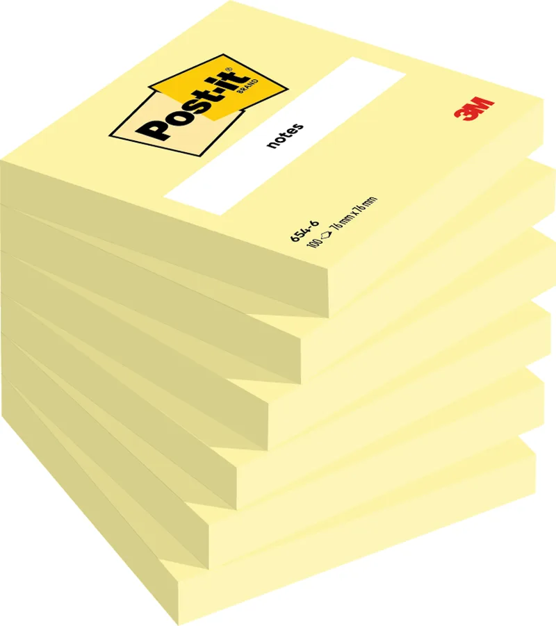 Haftnotizen notes, 76 x 76 mm, foliert, gelb von Post-it – Produktfoto