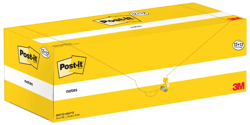 Haftnotizen notes, 76 x 76 mm, gelb, 12+12 GRATIS by Post-it – product photo